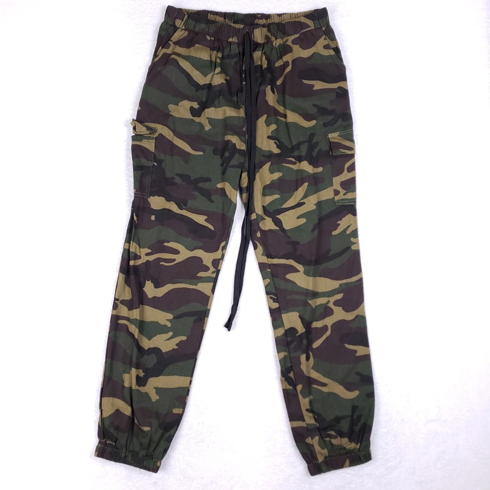 SHEIN Camo Cargo Jogger Pants Size XL‎ Drawstring Waist Streetwear Military
